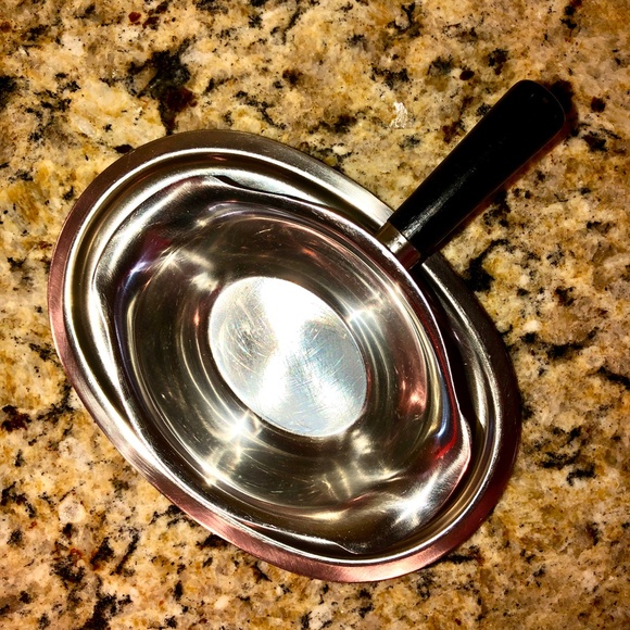 MID CENTURY MODERN Stainless Steel Gravy Boat with Black Wood Handle Vintage - Picture 3 of 16